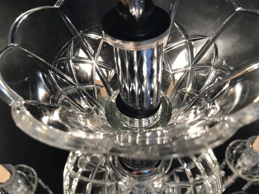 New Pamono Hand-Cut Crystal Chandelier, 1950s