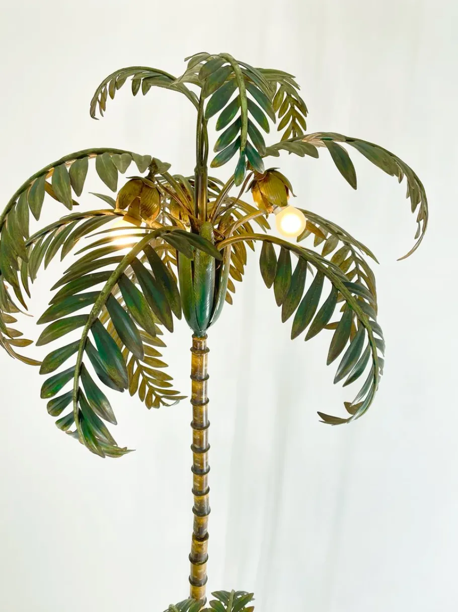 New Pamono Handmade Metal Palm Tree Floor Lamp, France, 1920s