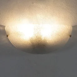 New Pamono Handmade Murano Glass Wall Sconce in Clear Color, Artistic Glass Leaf with Grit, 1980s