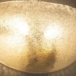 New Pamono Handmade Murano Glass Wall Sconce in Clear Color, Artistic Glass Leaf with Grit, 1980s