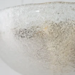 New Pamono Handmade Murano Glass Wall Sconce in Clear Color, Artistic Glass Leaf with Grit, 1980s