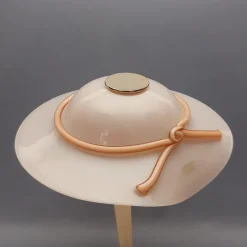 New Pamono Hat-Shaped Pink Murano Glass and Metal Table Lamp, 1970s