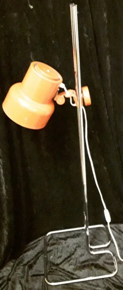 Clearance Pamono Height-Adjustable Chromed Steel Tubular Floor Lamp with Orange Metal Shade, 1970s