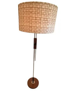 Sale Pamono Height-Adjustable Floor Lamp in Teak and Chrome-Plated Metal from Temde Leuchten, 1950s