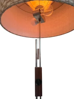 Sale Pamono Height-Adjustable Floor Lamp in Teak and Chrome-Plated Metal from Temde Leuchten, 1950s