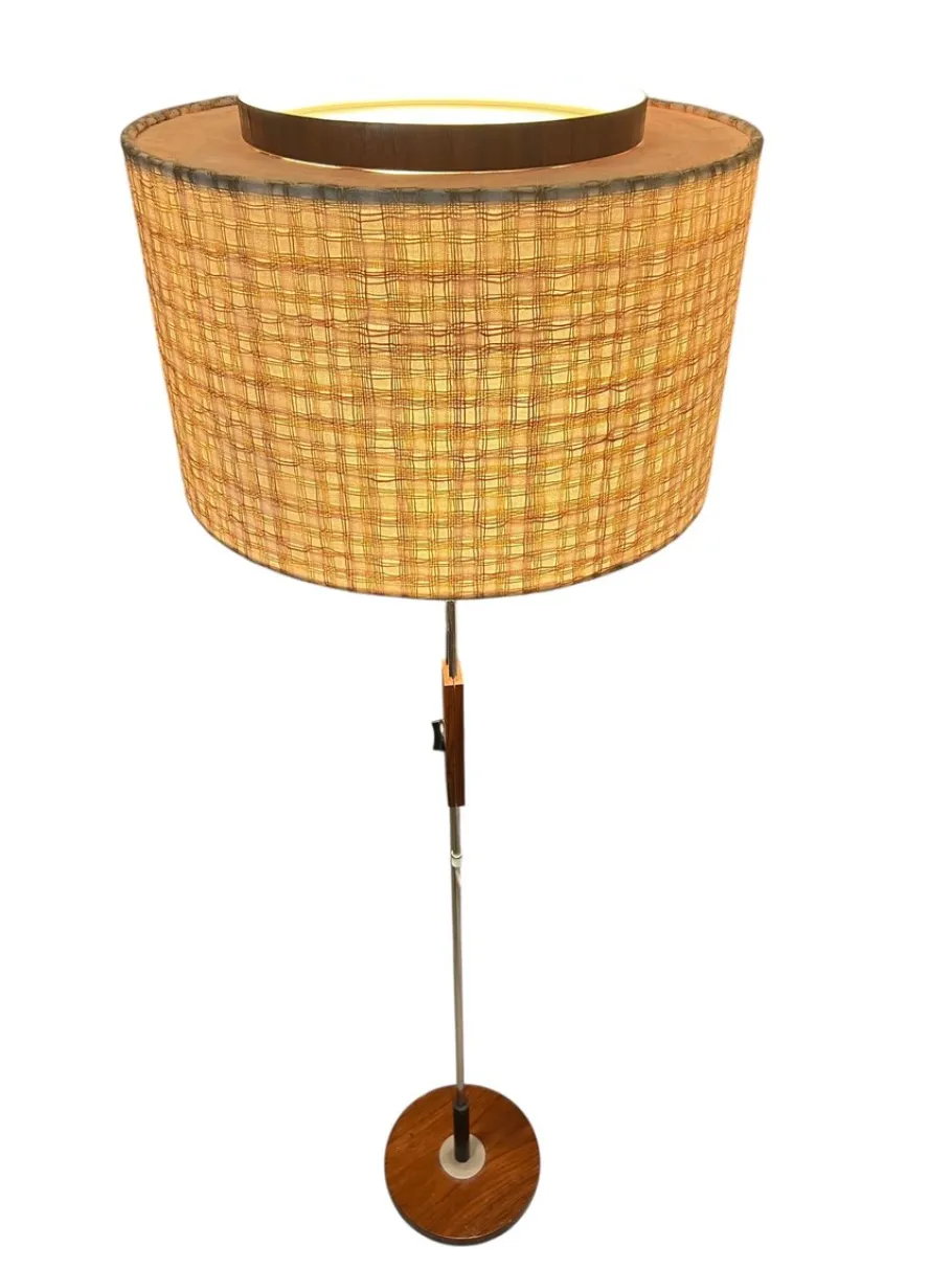 Sale Pamono Height-Adjustable Floor Lamp in Teak and Chrome-Plated Metal from Temde Leuchten, 1950s