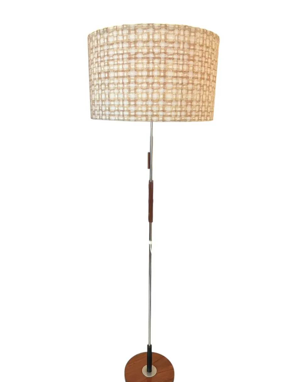 Sale Pamono Height-Adjustable Floor Lamp in Teak and Chrome-Plated Metal from Temde Leuchten, 1950s