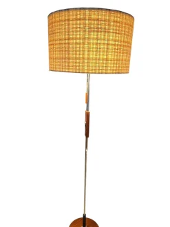 Sale Pamono Height-Adjustable Floor Lamp in Teak and Chrome-Plated Metal from Temde Leuchten, 1950s