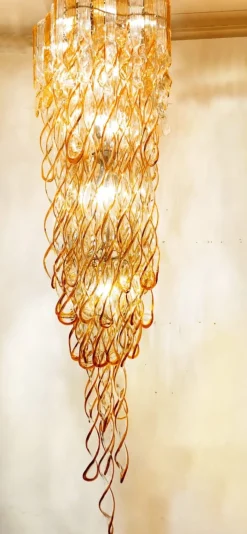 Hot Pamono Helix Waterfall Murano Chandelier by Aureliano Toso
