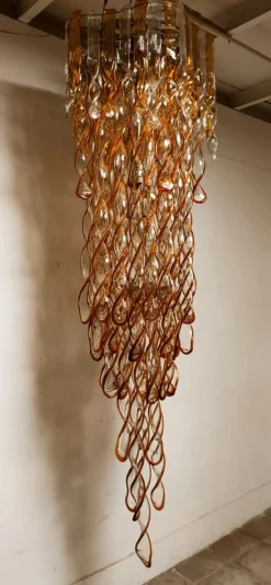 Hot Pamono Helix Waterfall Murano Chandelier by Aureliano Toso