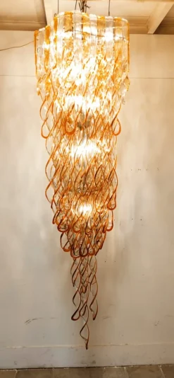 Hot Pamono Helix Waterfall Murano Chandelier by Aureliano Toso