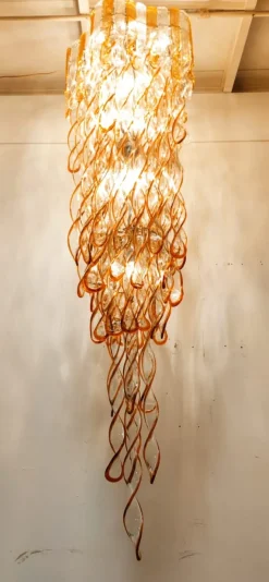 Hot Pamono Helix Waterfall Murano Chandelier by Aureliano Toso