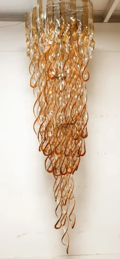 Hot Pamono Helix Waterfall Murano Chandelier by Aureliano Toso
