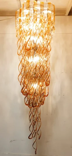 Hot Pamono Helix Waterfall Murano Chandelier by Aureliano Toso