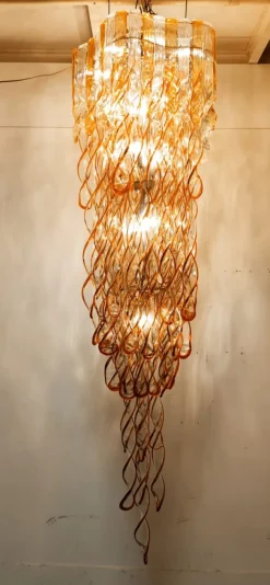 Hot Pamono Helix Waterfall Murano Chandelier by Aureliano Toso