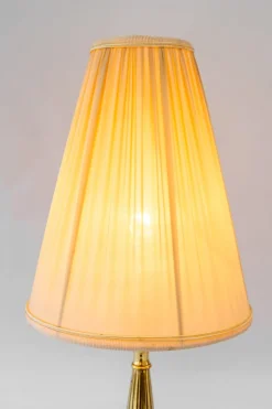 New Pamono Historistic Brass Table Lamp with Fabric Shade, Vienna, 1890s