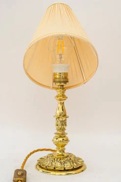 Outlet Pamono Historistic Table Lamp with Fabric Shade, Vienna, 1890s