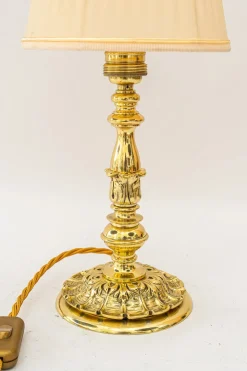 Outlet Pamono Historistic Table Lamp with Fabric Shade, Vienna, 1890s