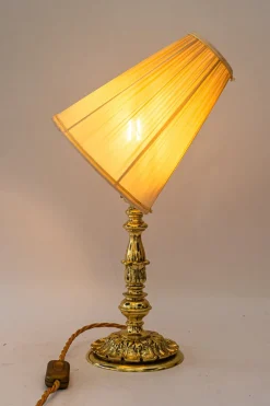 Outlet Pamono Historistic Table Lamp with Fabric Shade, Vienna, 1890s