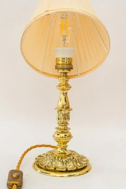 Outlet Pamono Historistic Table Lamp with Fabric Shade, Vienna, 1890s