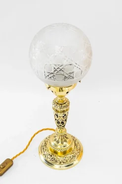Sale Pamono Historistic Table Lamp with Original Cut Glass Shade, Vienna, 1890s