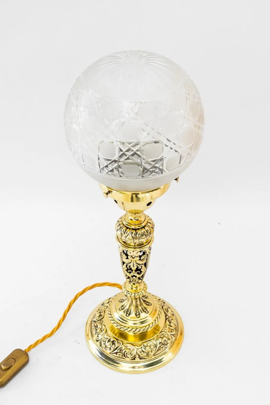 Sale Pamono Historistic Table Lamp with Original Cut Glass Shade, Vienna, 1890s