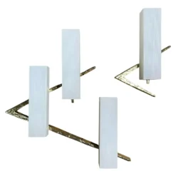 New Pamono Hollywood Regency Asymmetrical Bronze and Opaline Glass Sconces from Maison Arlus, 1970s, Set of 2