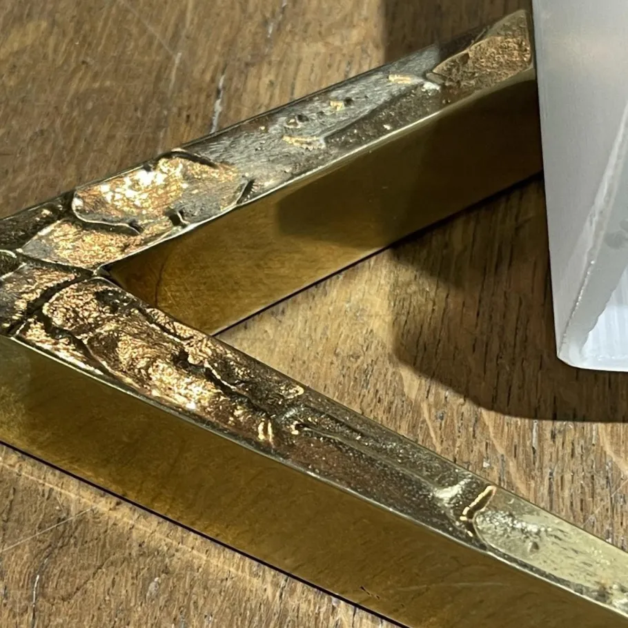 New Pamono Hollywood Regency Asymmetrical Bronze and Opaline Glass Sconces from Maison Arlus, 1970s, Set of 2