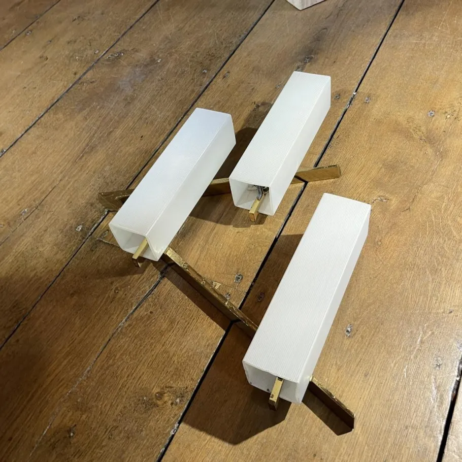 New Pamono Hollywood Regency Asymmetrical Bronze and Opaline Glass Sconces from Maison Arlus, 1970s, Set of 2