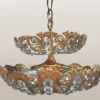 New Pamono Hollywood Regency Brass and Crystal Chandelier by Peris Andreu, 1970s