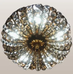 New Pamono Hollywood Regency Brass and Crystal Chandelier by Peris Andreu, 1970s