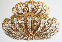 Clearance Pamono Hollywood Regency Chandelier in Brass & Crystal by Peris Andreu, 1970s