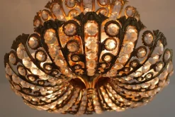 Clearance Pamono Hollywood Regency Chandelier in Brass & Crystal by Peris Andreu, 1970s