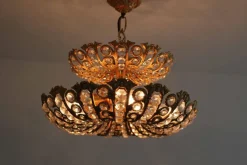 Clearance Pamono Hollywood Regency Chandelier in Brass & Crystal by Peris Andreu, 1970s