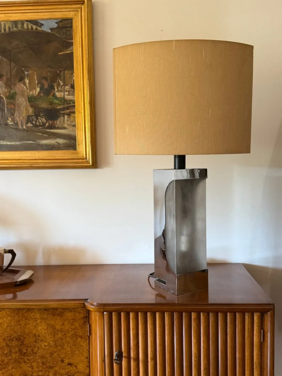 Outlet Pamono Hollywood Regency Chromed Table Lamp Base from Luci, Milan, Italy, 1970s