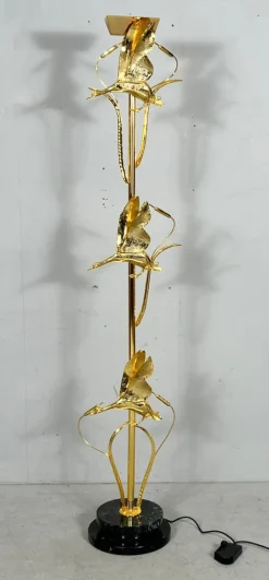 Discount Pamono Hollywood Regency Floor Lamp with Bird Figures by Lanciotto Galeotti, Italy, 1980s