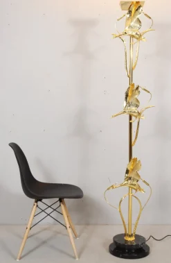 Discount Pamono Hollywood Regency Floor Lamp with Bird Figures by Lanciotto Galeotti, Italy, 1980s