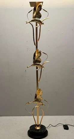 Discount Pamono Hollywood Regency Floor Lamp with Bird Figures by Lanciotto Galeotti, Italy, 1980s