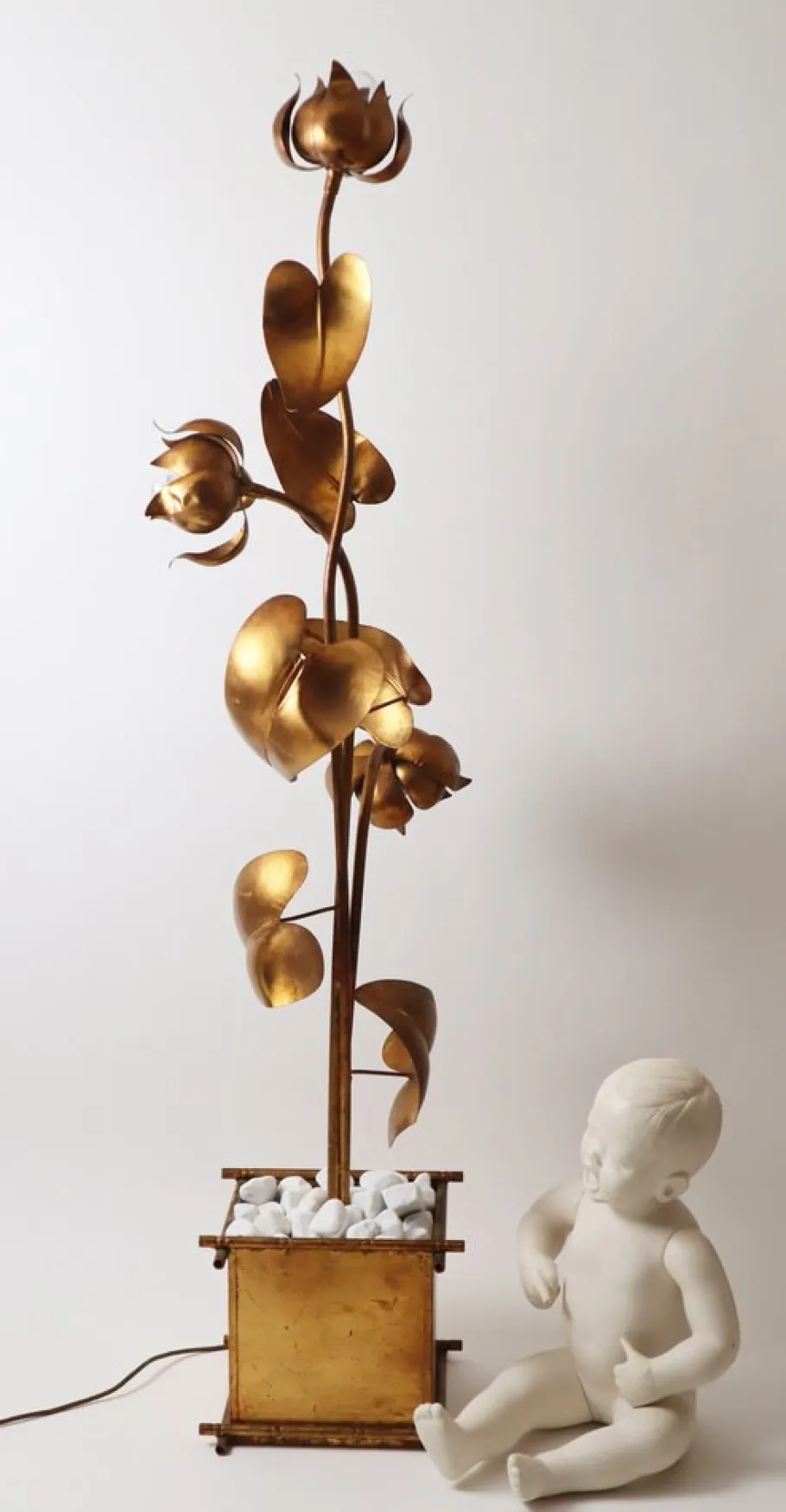 New Pamono Hollywood Regency Floral Floor Lamp attributed to Hans Kögel