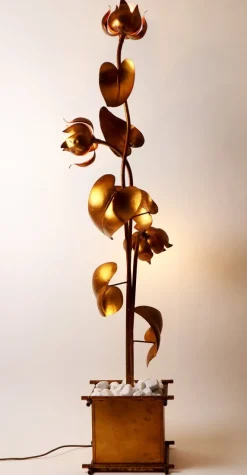 New Pamono Hollywood Regency Floral Floor Lamp attributed to Hans Kögel