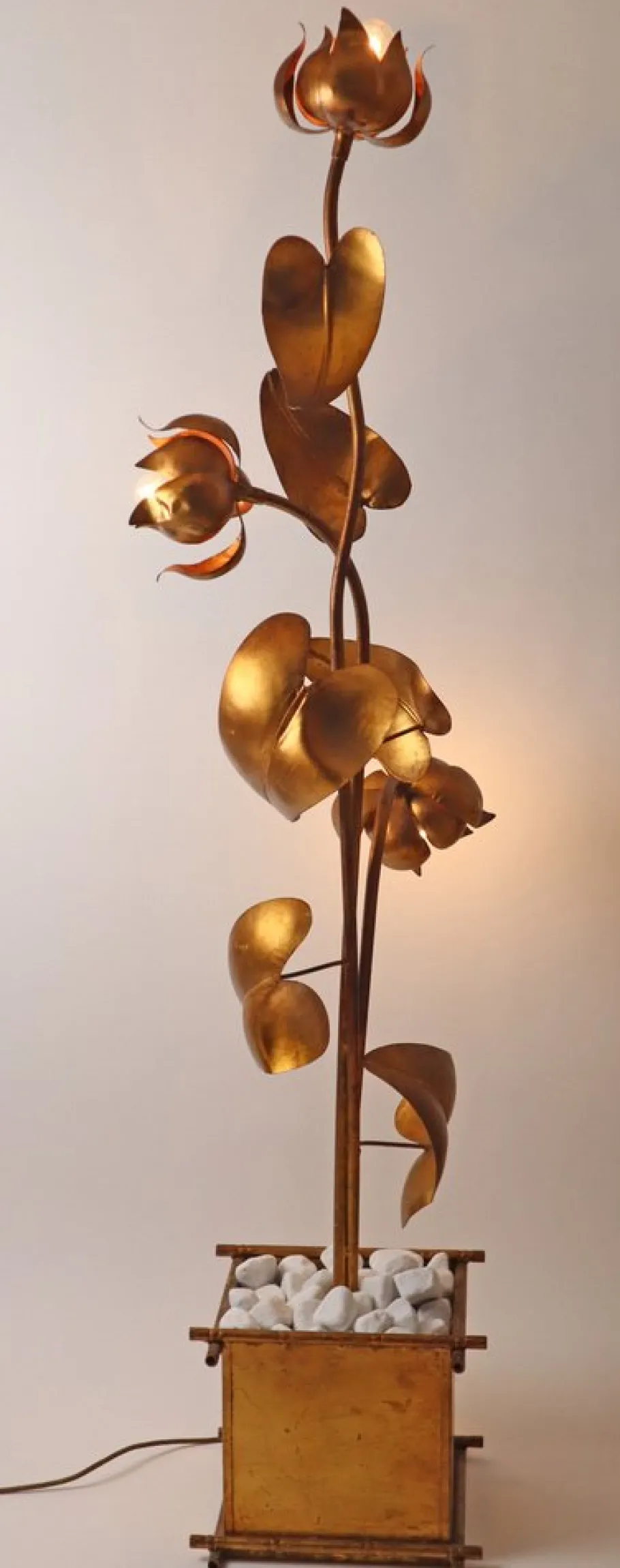 New Pamono Hollywood Regency Floral Floor Lamp attributed to Hans Kögel