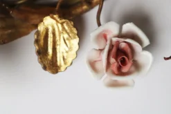 Clearance Pamono Hollywood Regency Gilded Wall Lamp with Porcelain Roses, 1960s, Set of 2