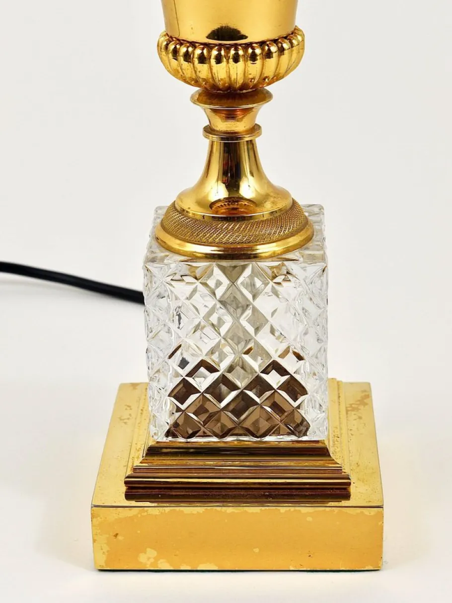 Sale Pamono Hollywood Regency Gilt Brass and Glass Pineapple Leaf Table Lamp by Maison Charles, France, 1970s