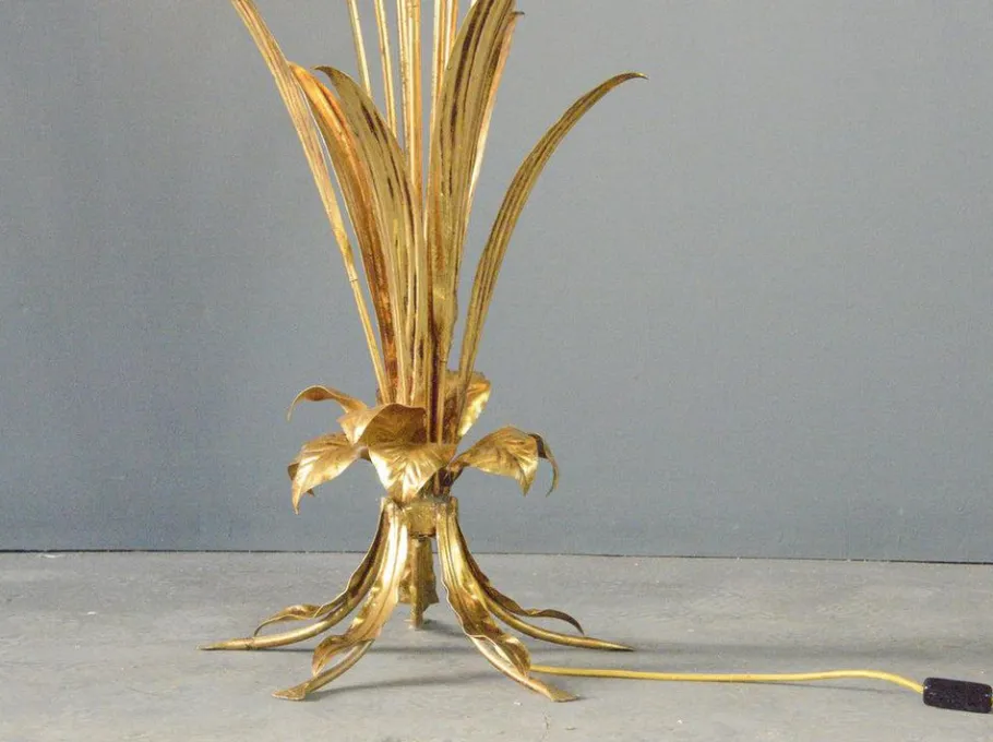 Clearance Pamono Hollywood Regency Gold Leaf Floor Lamp by Hans Kögl, 1960s