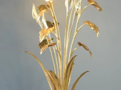 Clearance Pamono Hollywood Regency Gold Leaf Floor Lamp by Hans Kögl, 1960s