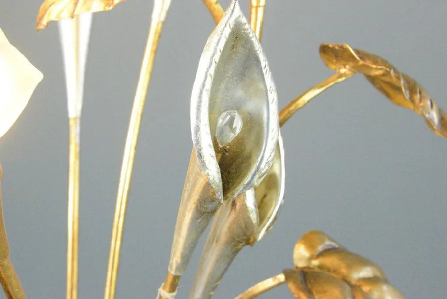 Clearance Pamono Hollywood Regency Gold Leaf Floor Lamp by Hans Kögl, 1960s