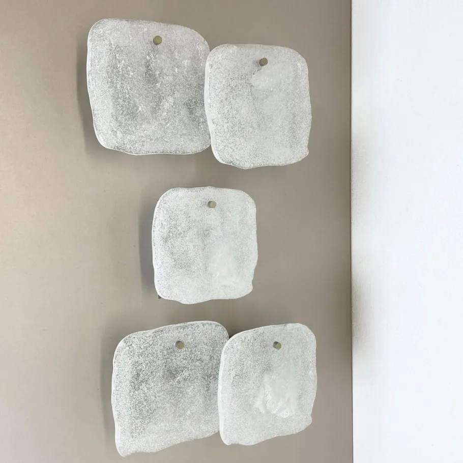 Clearance Pamono Hollywood Regency Ice Glass Wall Light from Kalmar Lights, 1960s, Set of 3