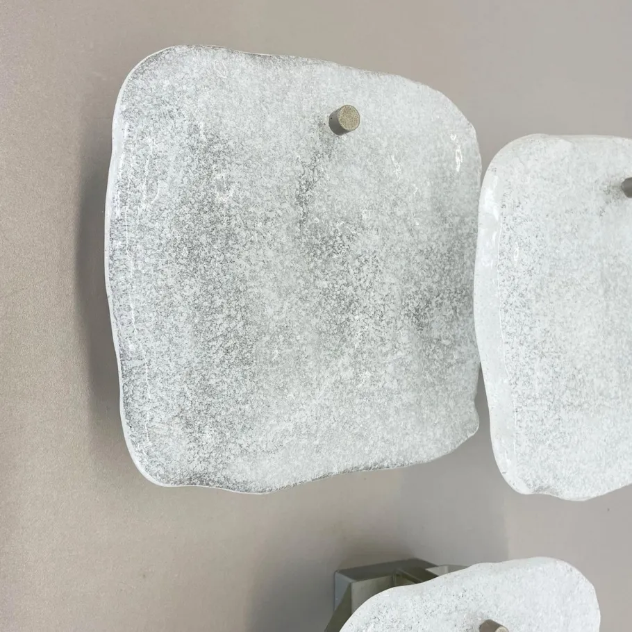 Clearance Pamono Hollywood Regency Ice Glass Wall Light from Kalmar Lights, 1960s, Set of 3