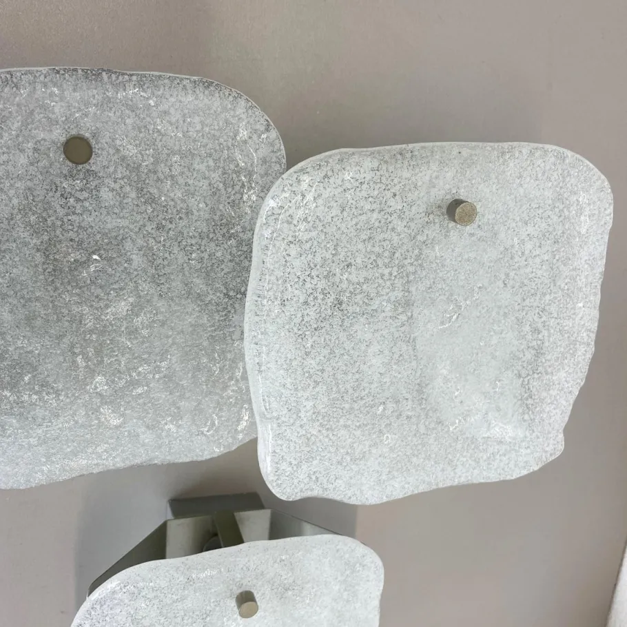 Clearance Pamono Hollywood Regency Ice Glass Wall Light from Kalmar Lights, 1960s, Set of 3