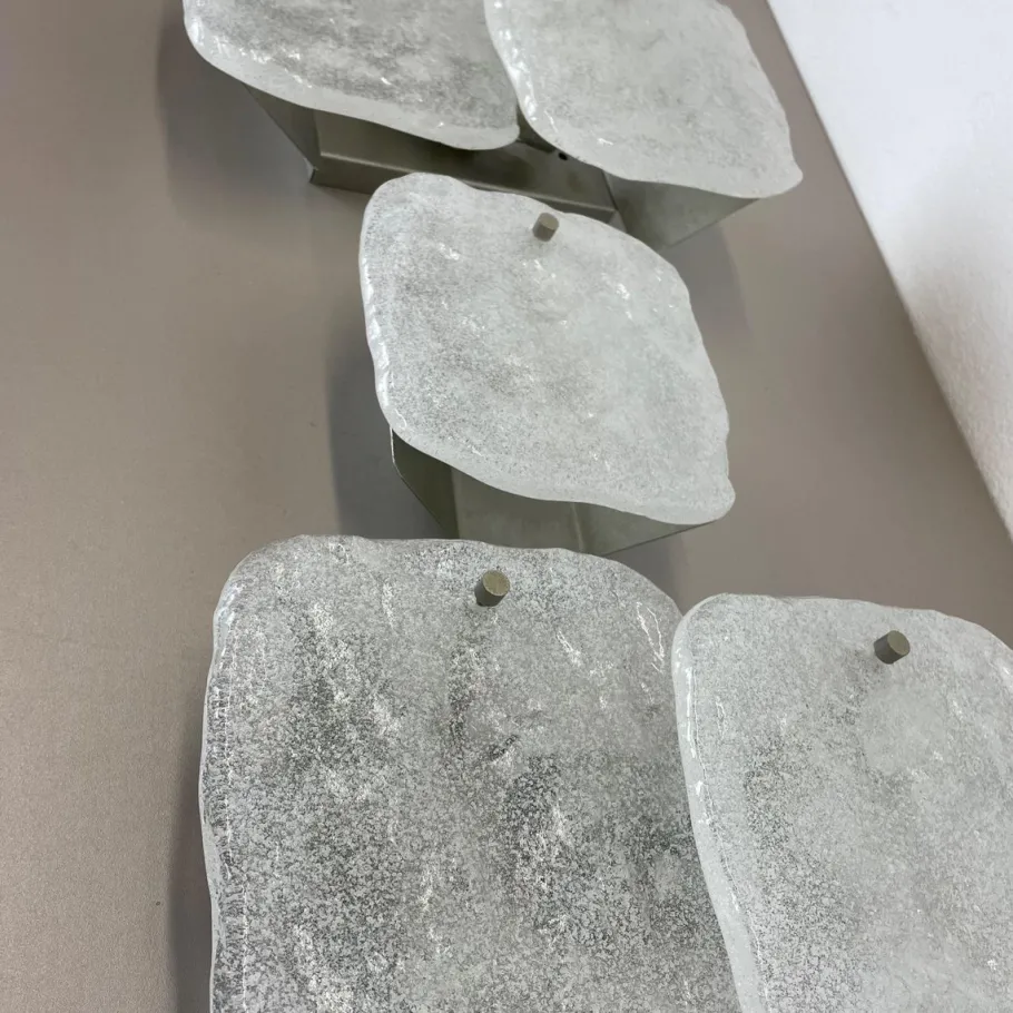 Clearance Pamono Hollywood Regency Ice Glass Wall Light from Kalmar Lights, 1960s, Set of 3